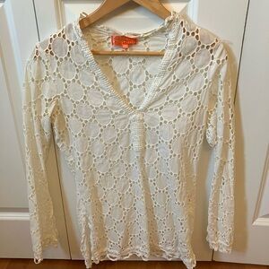 Hale Bob Cabana Women's Cream/White Eyelet Lace Top